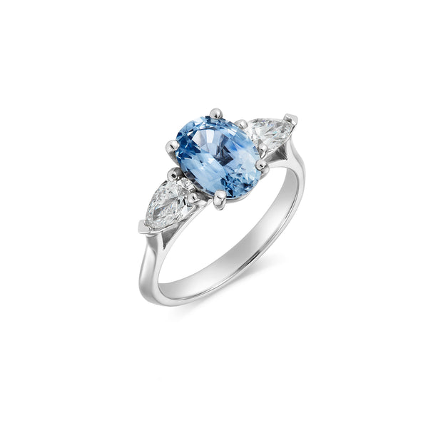 Sapphire and Diamond Trilogy Engagement Ring