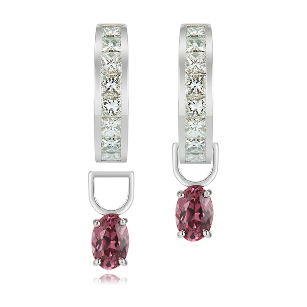 Princess Diamond Hoop Earrings with Detachable Drops