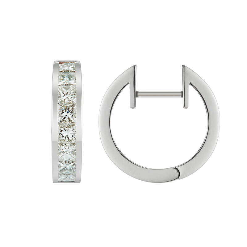 Princess Diamond Hoop Earrings with Detachable Drops