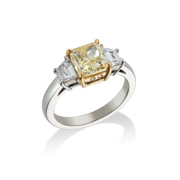 Yellow and White Diamond Engagement Ring
